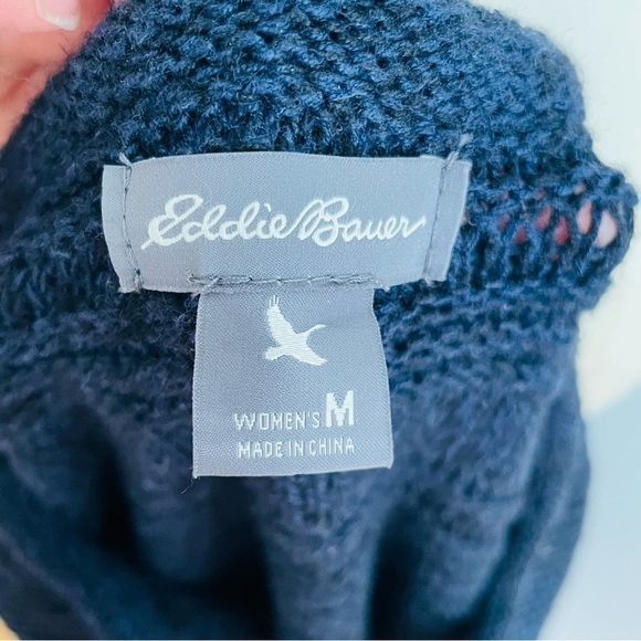 Eddie Bauer Nautical Open Weave Sweater- Navy Blue- Size Medium - Picture 7 of 7